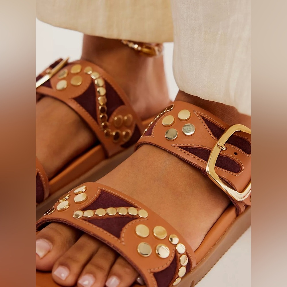 FREE PEOPLE REVELRY STUDDED SLIDE SANDAL - Picture 2 of 7